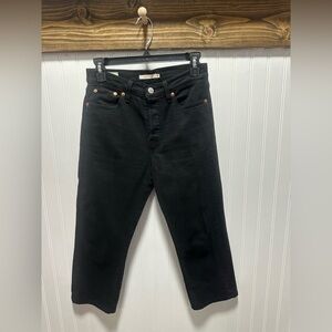 Levi's women's wedgie straight black cropped jeans sz 26